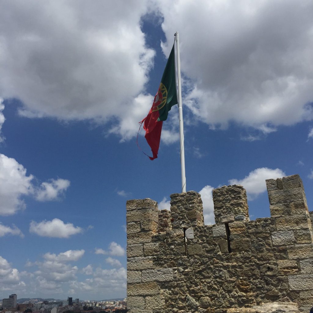 Portuguese Flag at Sao Jorge Castle by Annie Jansen