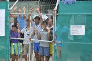 Immigrants in an offshore detention centre.