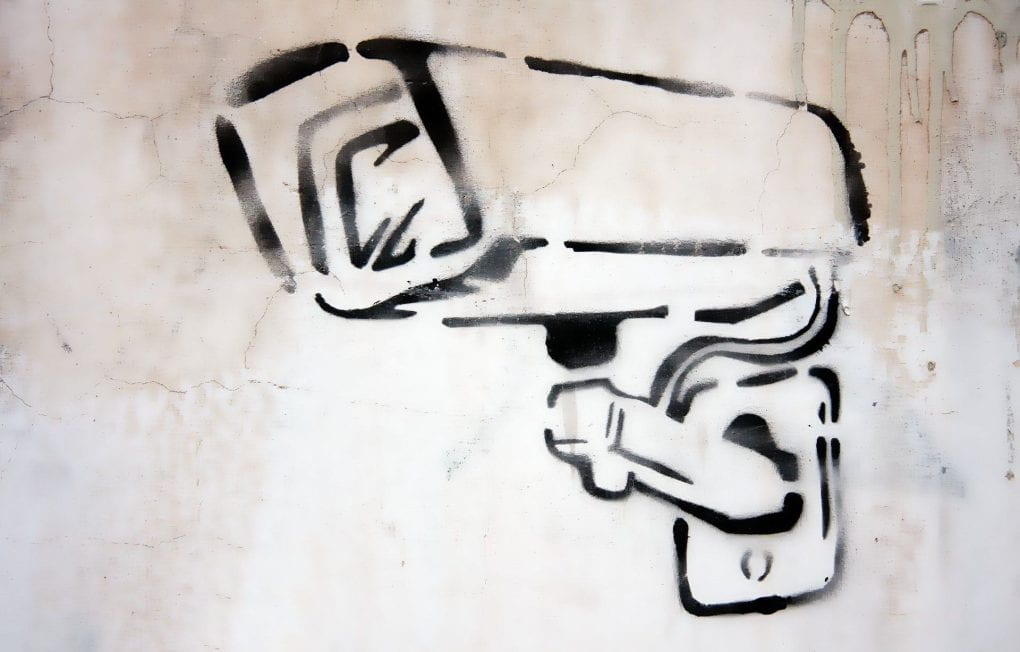 Surveillance camera graffiti art