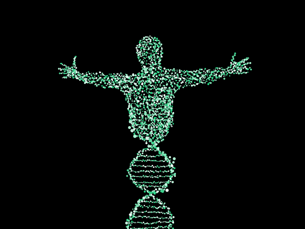 Man DNA spiral graphic