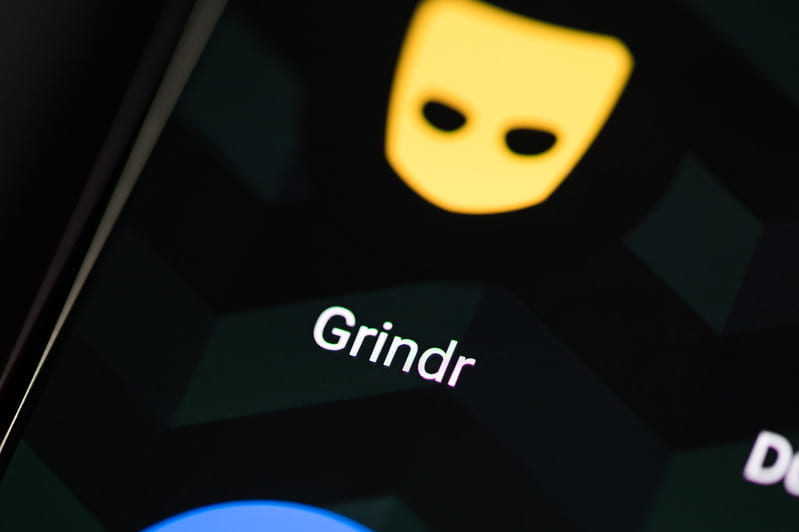 Grindr app icon on a phone