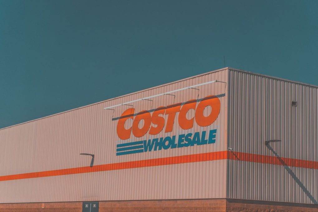 Exterior shot of Costco storefront