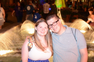 In front of the fountain at Epcot's Flower and Garden Festival! 