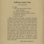 Original suffrage angel cake recipe from the Suffrage Cook Book. Text inscription is in the post.