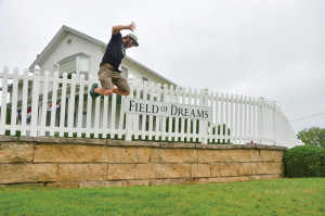 Reichbaum visiting one of his favorite sites along his journey, the Field of Dreams movie set in Dyersville, Iowa.
