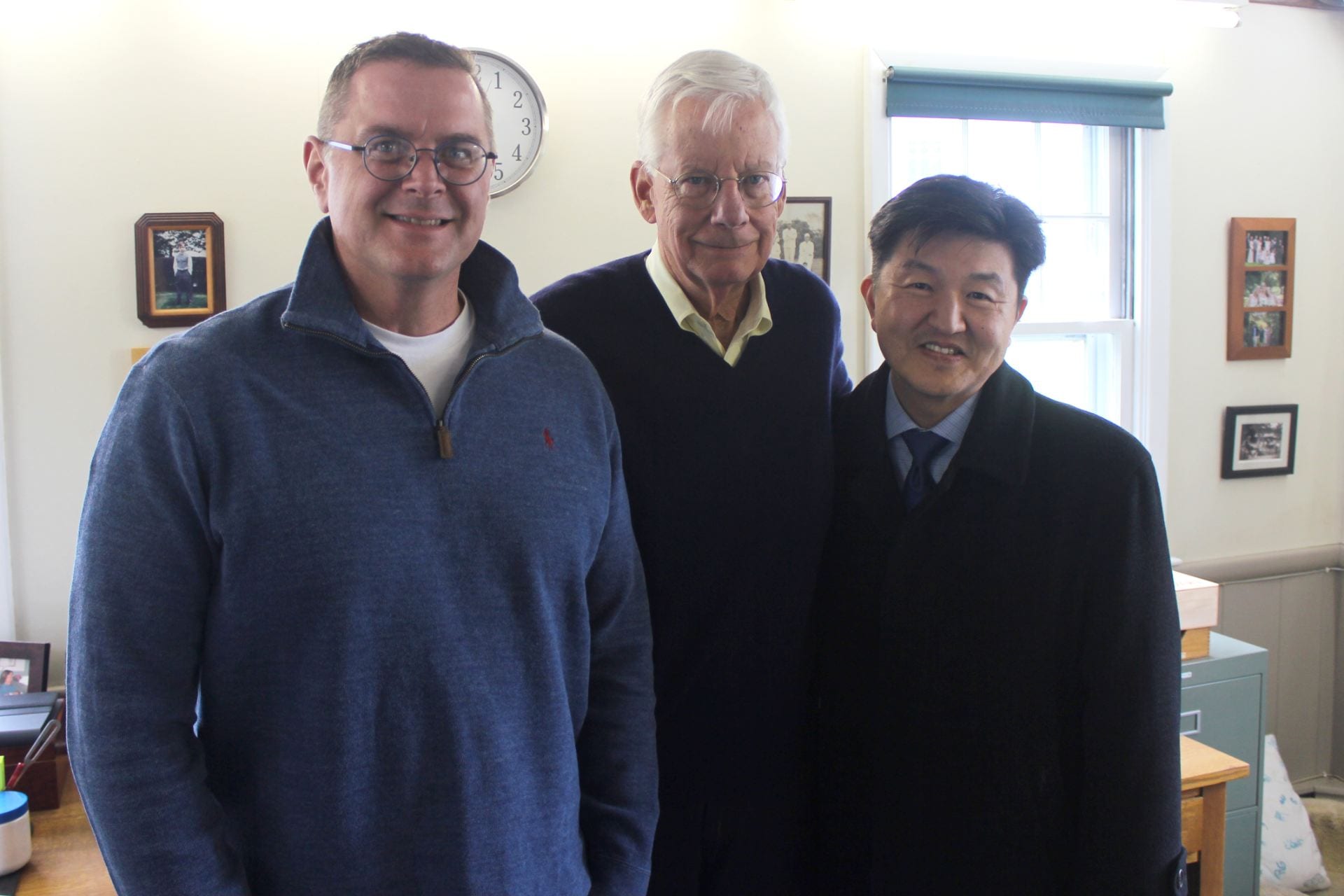 Charlie Marshall (center) pictured with Steve Dillen, assistant teaching professor of electrical engineering (left), and Jungwoo Ryoo, head of the Division of Business, Engineering, and Information Sciences and Technology and professor of information sciences and technology (right), at Penn State Altoona. 