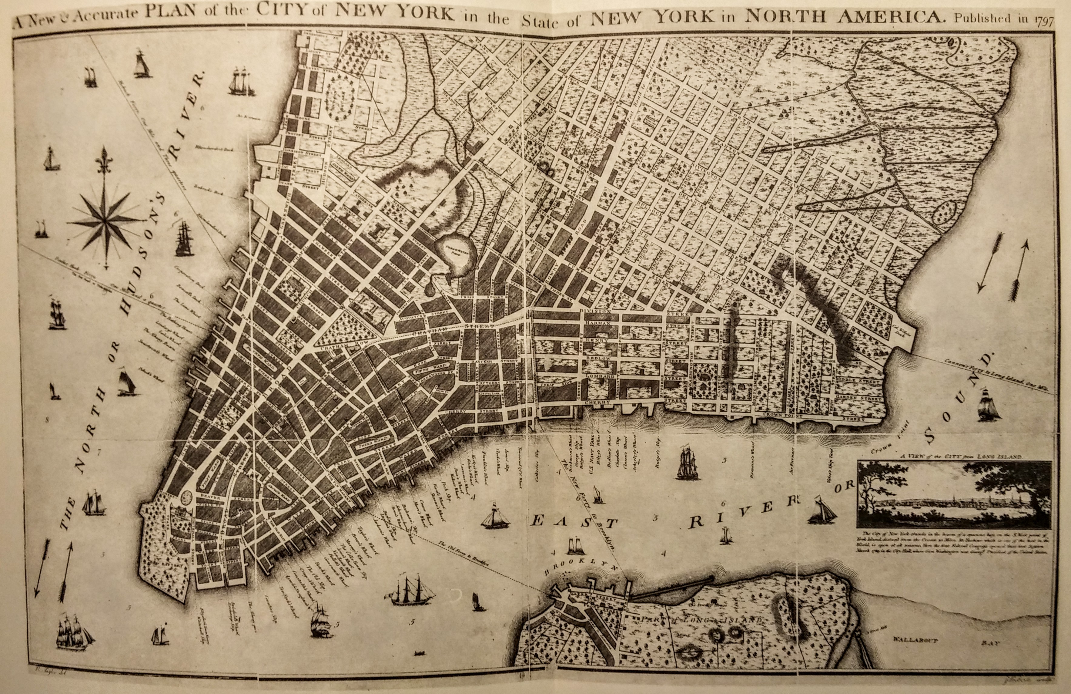 24x32 New York City New York 1851 Historic Panoramic Town Map 