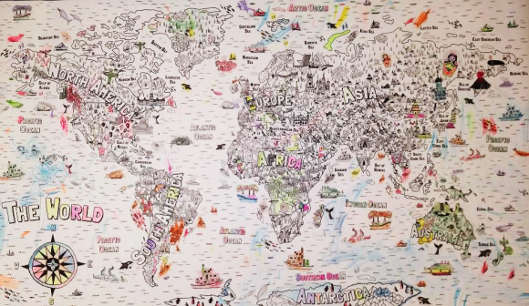 World map for Altoona storytime