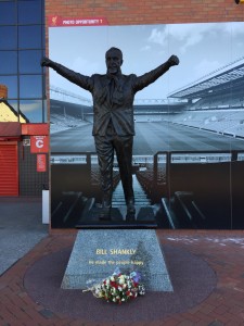 Statue of famous Liverpool manager Bill Shankly outside of Anfield.