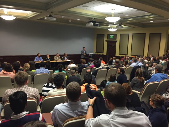 Photo of the room during the Ethics of GMOs: A Panel Discussion