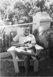 Hemingway with one of his cats 