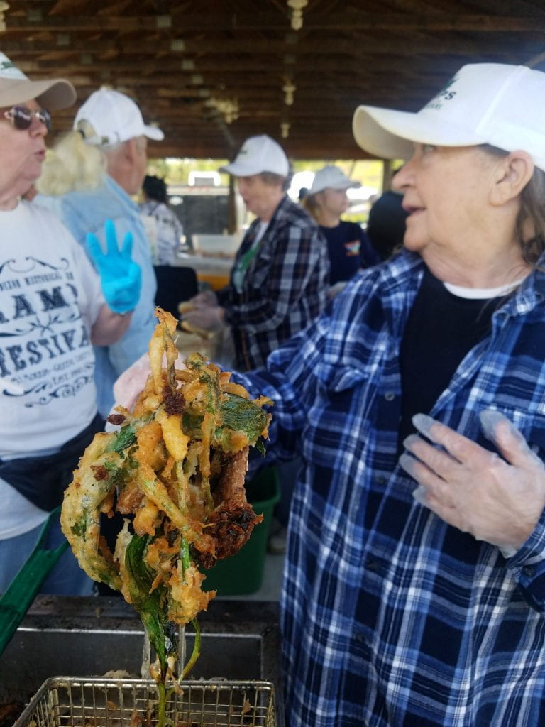 Deep fried ramps being served at a ramp festival in 2019.
